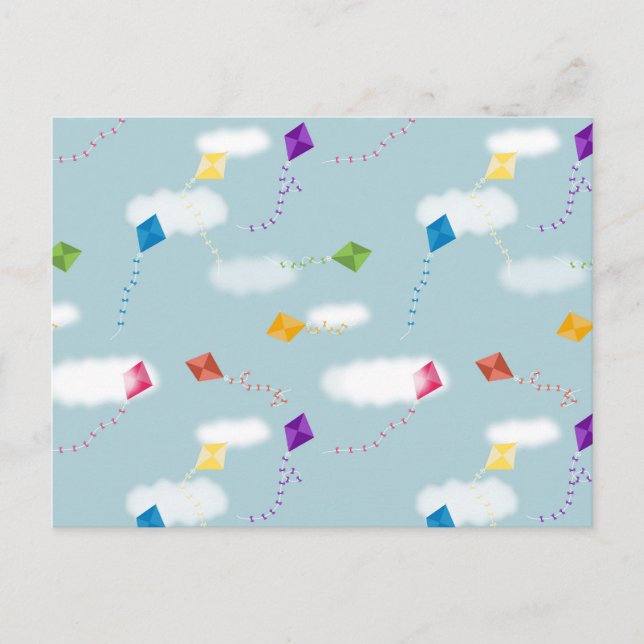 Cute Multicolored Flying Kites Kids Pattern Postcard (Front)