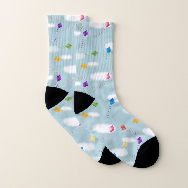Cute Multicolored Flying Kites Kids Pattern Socks (Pair)