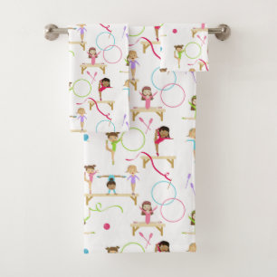 Cute Multicolored Gymnastics Kids  Bath Towel Set
