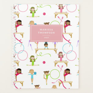 Cute Multicolored Gymnastics Kids Girl Yearly Planner