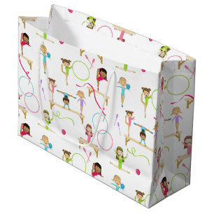 Cute Multicolored Gymnastics Kids Pattern Large Gift Bag