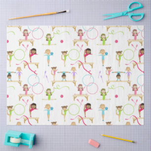 Cute Multicolored Gymnastics Kids Pattern Tissue Paper
