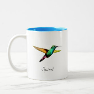 Cute multicolored hummingbird & calligraphy Two-Tone coffee mug