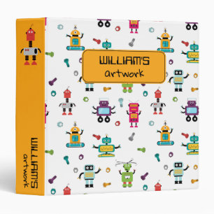 Cute Multicolored Robots Kids Robot Artwork Album Binder
