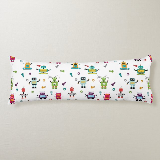 Cute Multicolored Robots Kids Robot Pattern Body Pillow (Front)