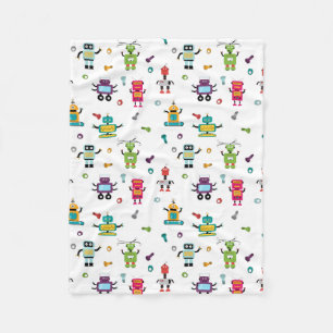 Cute Multicolored Robots Kids Robot Pattern Fleece Blanket