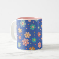 Cute Multicolour Flower Pattern On Blue