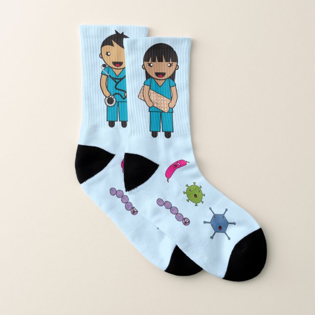Cute Multicultural Germ Fighters Socks (Pair)