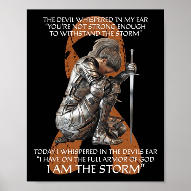 Cute Multiple Sclerosis Women Gifts Orange Awarene Poster (Front)