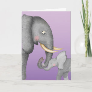 Cute mum and baby elephant Mothering Sunday card