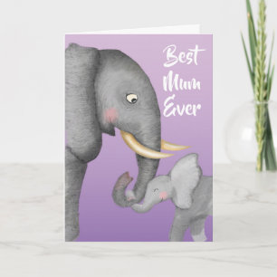 Cute mum and baby elephant Mother's Day card