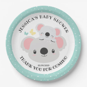 Cute Mum and Baby Top Koality Koala Baby Shower Paper Plate