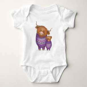 Cute mum & baby Highland cow baby bodysuit