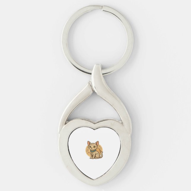 Cute Mummy Cat – Ancient Egypt Art Oversized T-Shi Keychain (Front)