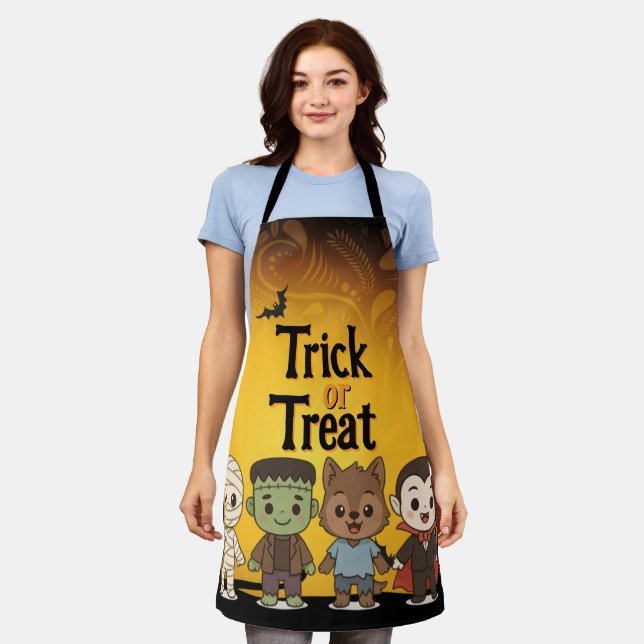 Cute mummy, Frankenstein, Dracula, werewolf    Apron (Worn)