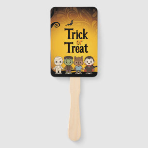 Cute mummy, Frankenstein, Dracula, werewolf Hand Fan