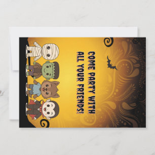 Cute mummy, Frankenstein, Dracula, werewolf    Invitation