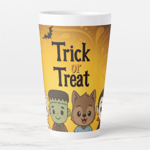 Cute mummy, Frankenstein, Dracula, werewolf    Latte Mug