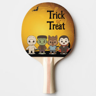 Cute mummy, Frankenstein, Dracula, werewolf Ping Pong Paddle