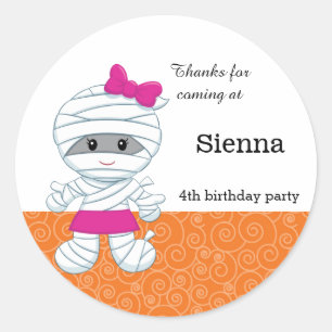 Cute mummy girl classic round sticker