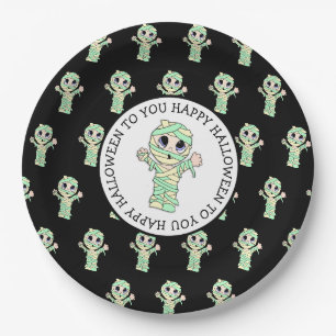 Cute Mummy Halloween Party Paper Plate