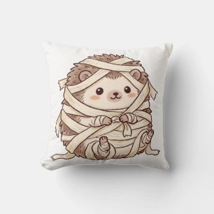 Cute Mummy Hedgehog Halloween Costume Animal Illus Throw Pillow