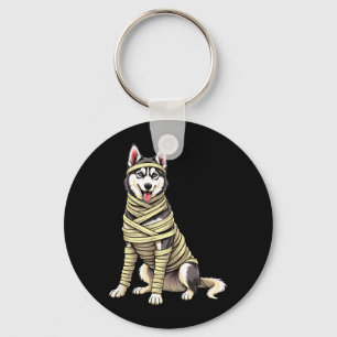 Cute Mummy Husky Funny Dog Lover Halloween Keychain