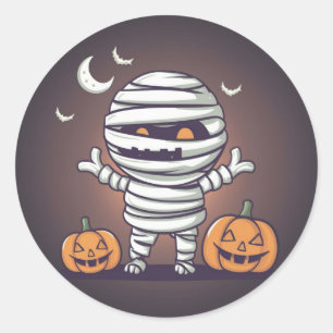 Cute Mummy Iiiustration Halloween Sticker