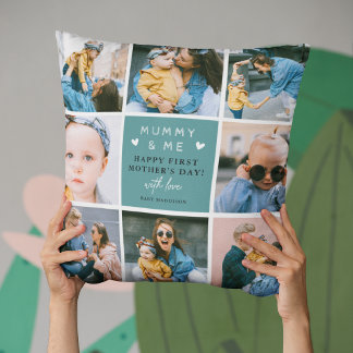 Cute 'Mummy & Me' Photo Collage 1st Mother's Day Throw Pillow