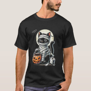 Cute Mummy Men Women Kids Halloween Funny Black Ca T-Shirt