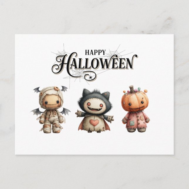 Cute Mummy, Monster, and Pumpkin Characters  Postcard (Front)