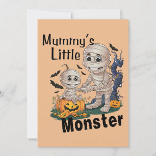 Cute Mummy’s Little Monster Funny Halloween Party Holiday Card