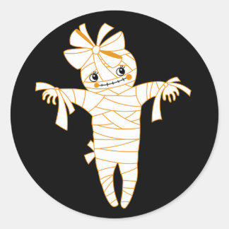 cute mummy voodoo doll halloween trick or treat classic round sticker