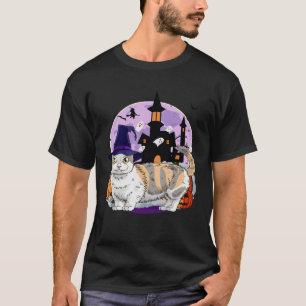 Cute Munchkin Cat Halloween Witch Pumpkin T-Shirt