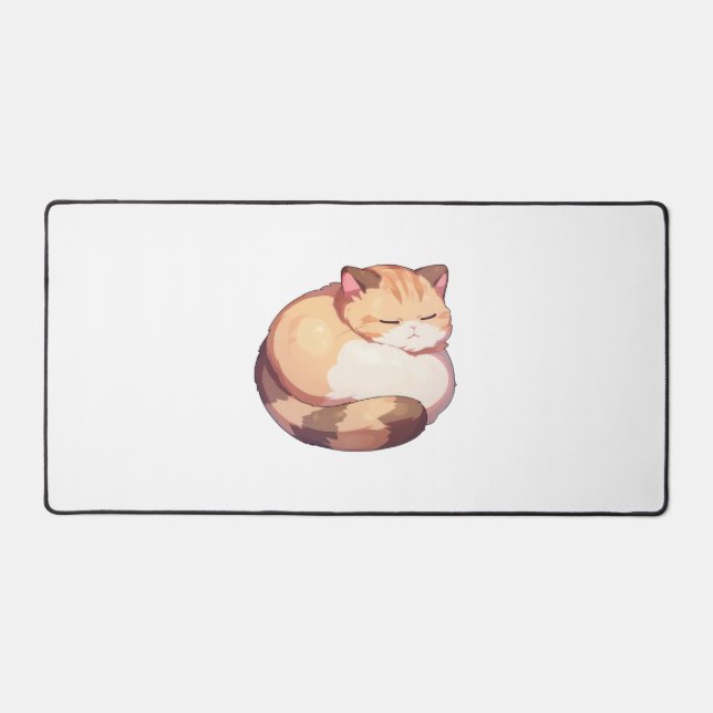 Cute Munchkin Cat Sleeping Classic T-Shirt Desk Mat (Front)
