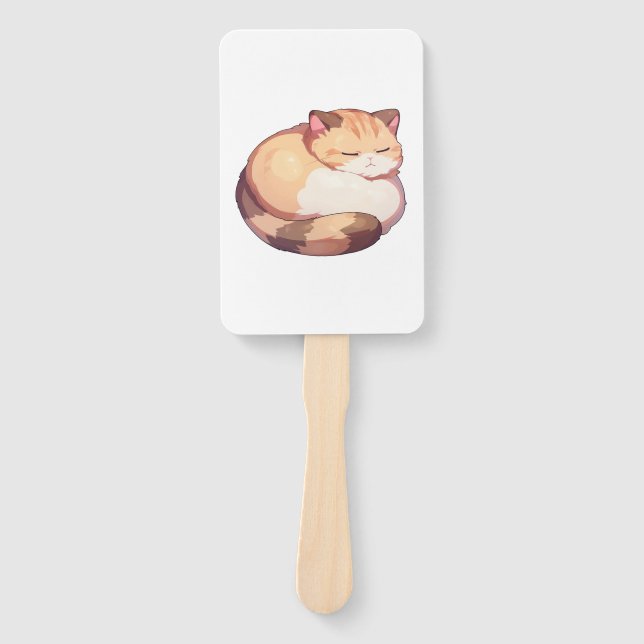 Cute Munchkin Cat Sleeping Classic T-Shirt Hand Fan (Front)