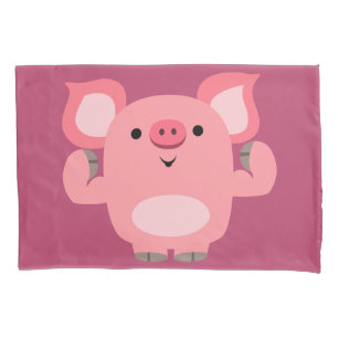 Cute Muscled Cartoon Pig Pillowcase