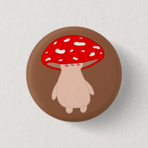 Cute Mushroom 1 Inch Round Button