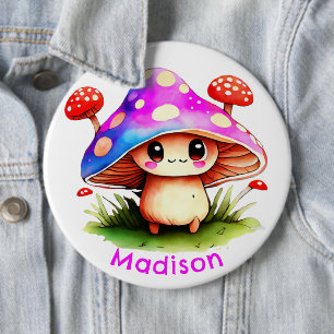 Cute Mushroom 6 Inch Round Button