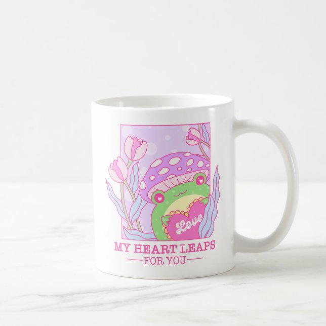 Cute Mushroom and Frog - My Heart Leaps For You Coffee Mug (Right)