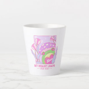 Cute Mushroom and Frog - My Heart Leaps For You Latte Mug
