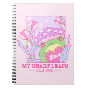 Cute Mushroom and Frog - My Heart Leaps For You Notebook