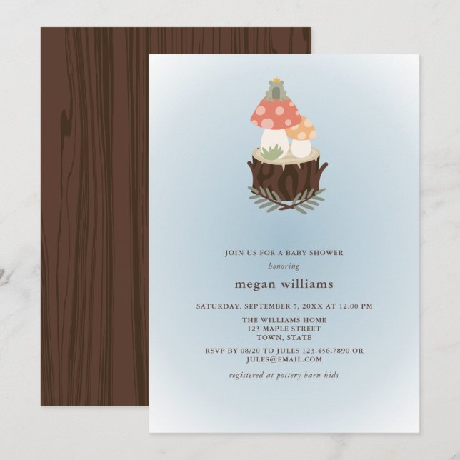 Cute Mushroom Baby Shower Invitation (Front/Back)
