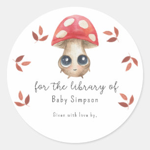 Cute mushroom - bookplate, books for baby classic round sticker