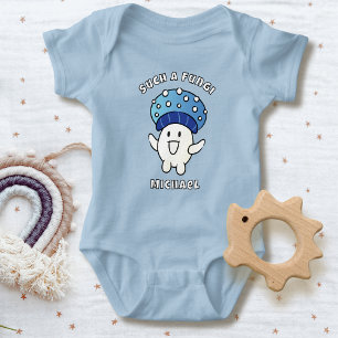 Cute Mushroom Cartoon Funny Saying Kawaii Fungi   Baby Bodysuit