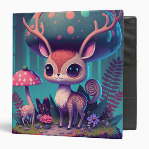 Cute Mushroom Deer Fantasy Art 3 Ring Binder