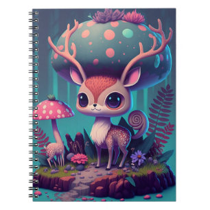 Cute Mushroom Deer Fantasy Art Notebook