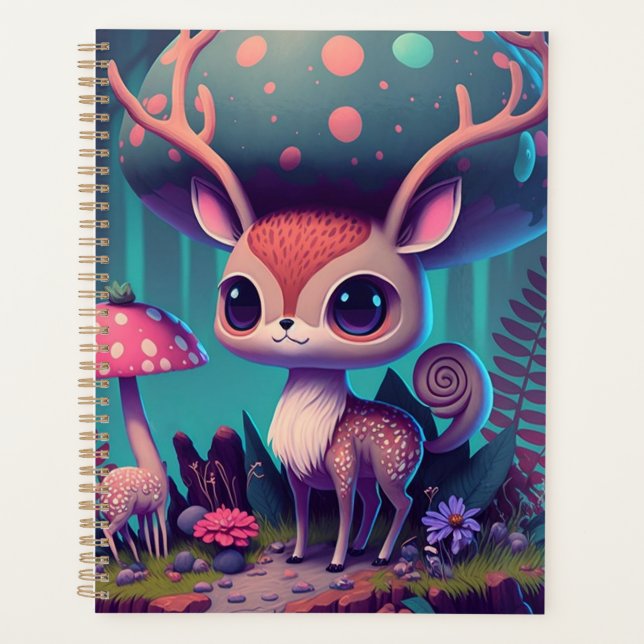 Cute Mushroom Deer Fantasy Art Planner (Front)