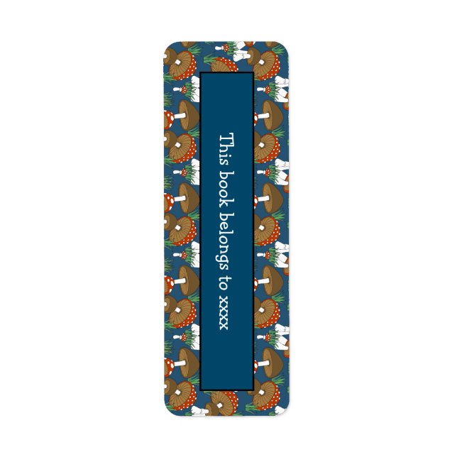 Cute Mushroom Doodle Book Label Design (Front)