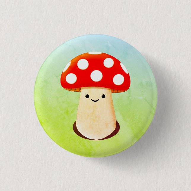 Cute Mushroom Drawing 1 Inch Round Button (Front)
